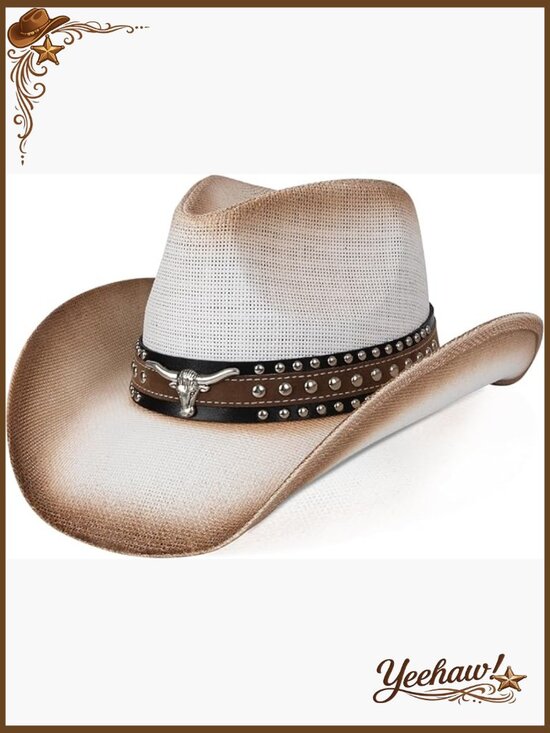 Straw Cowboy Hat Adjustable Brim Sun Protection UPF 30 Western Style main image 6
